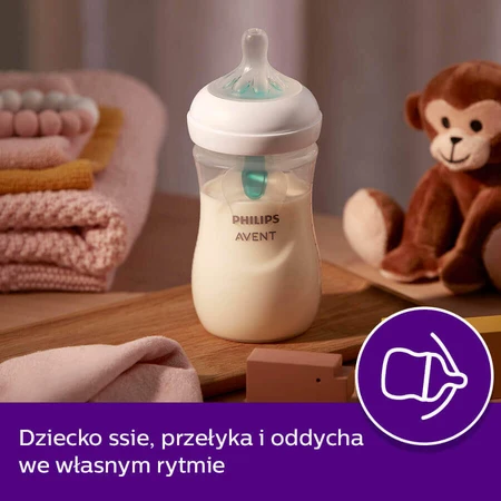 Avent Natural Response, пляшечка з чутливою соскою, з клапаном AirFree, звуковим сигналом, інтенсивність потоку 3, SCY673/81, після 1 місяця, 260 мл: ціни та характеристики