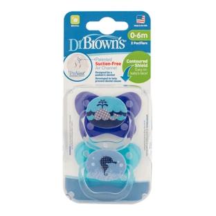 Набор из 2 силиконовых пустышек PreVent Butterfly design Blue, 0-6 месяцев, Dr Brown`s