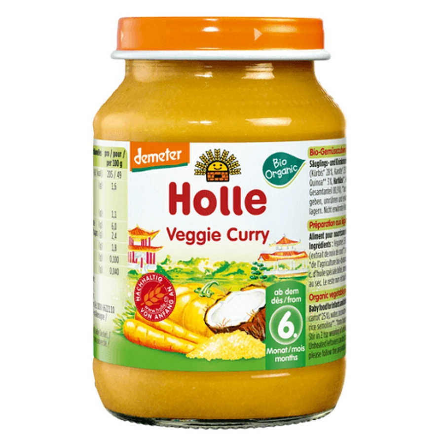 Безглютеновое овощное пюре с карри, +6 месяцев, 190 г, Holle Baby Food: цены и характеристики