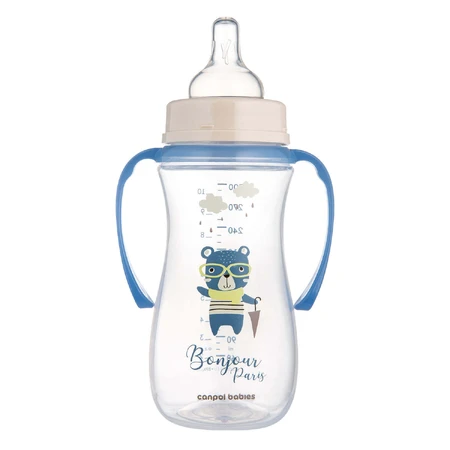 Canpol Babies Easy Start, пляшечка проти кольок, з широким горлом, з ручками, Bonjur Paris, синя, від 12 місяців, 300 мл: ціни та характеристики