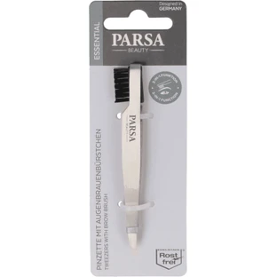 Parsa Beauty Пинцет с щеточкой для бровей, 1 шт.