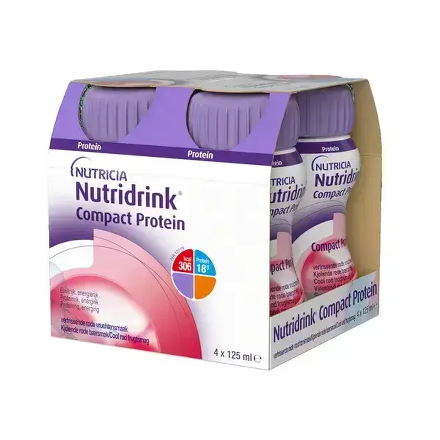 Компактний протеїн Nutridrink з освіжаючим смаком червоних фруктів, 4 x 125 г, Nutricia: ціни та характеристики