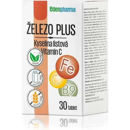 EDENPharma ЗАЛІЗО ПЛЮС ФОЛІЄВА КИСЛОТА 1×30 табл, дієтична добавка: ціни та характеристики