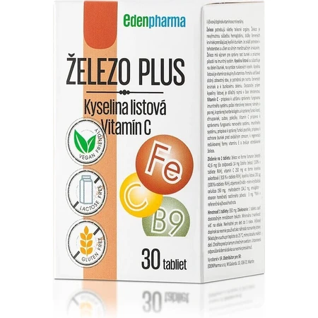 EDENPharma ЗАЛІЗО ПЛЮС ФОЛІЄВА КИСЛОТА 1×30 табл, дієтична добавка: ціни та характеристики