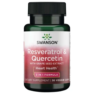 Swanson Resveratrol & Quercetin з екстрактом виноградних кісточок, ресвератролом і кверцетином, 30 капсул