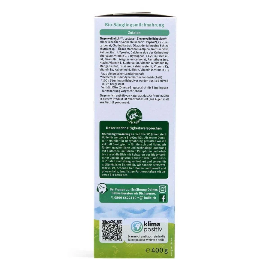 Holle Bio Pre, детское молоко на основе козьего молока, с рождения, 400 г КОРОТКАЯ ДАТА: цены и характеристики