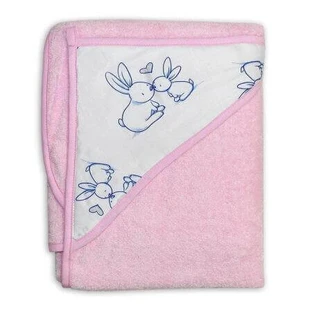 Банний рушник з капюшоном Маленькі зайчики, 80x80см, рожевий, Tega Baby