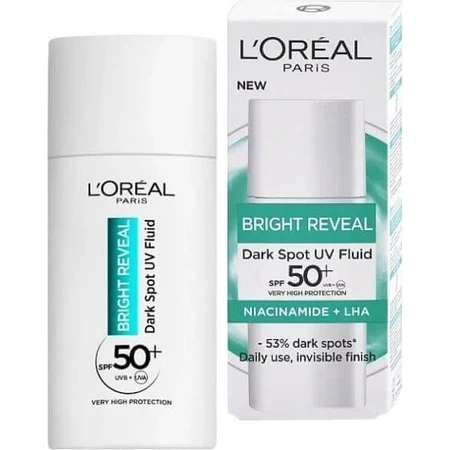 L'Oréal Paris Bright Reveal денний антиультрафіолетовий флюїд SPF 50+ проти темних плям 1×50 мл, денний крем: ціни та характеристики