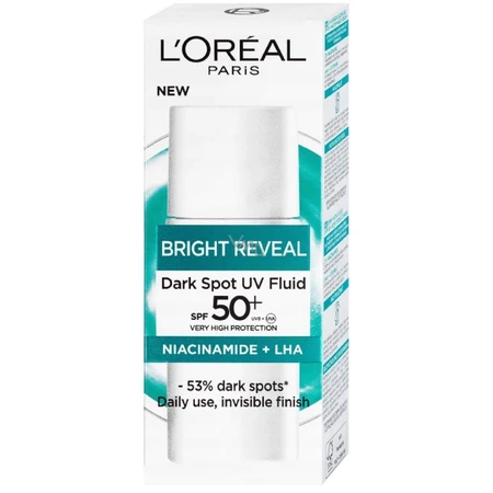L'Oréal Paris Bright Reveal денний антиультрафіолетовий флюїд SPF 50+ проти темних плям 1×50 мл, денний крем: ціни та характеристики