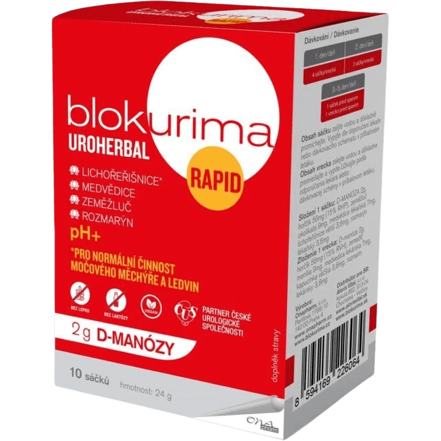 Blokurima Uroherbal Rapid 2g D-маноза 10 x 2,3 г: ціни та характеристики