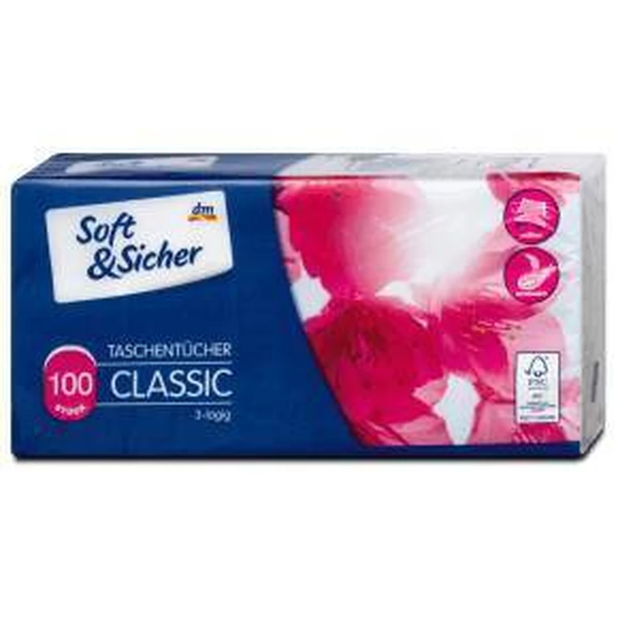 Класичні носові хустинки Soft&Sicher, 100 шт.: ціни та характеристики