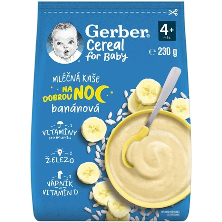 Каша Gerber На добраніч зернова з молоком, банан 230 г: ціни та характеристики