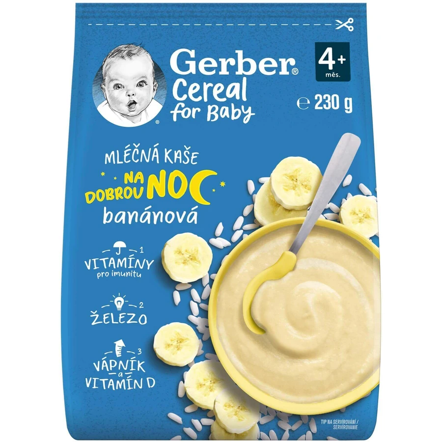 Каша Gerber На добраніч зернова з молоком, банан 230 г: ціни та характеристики