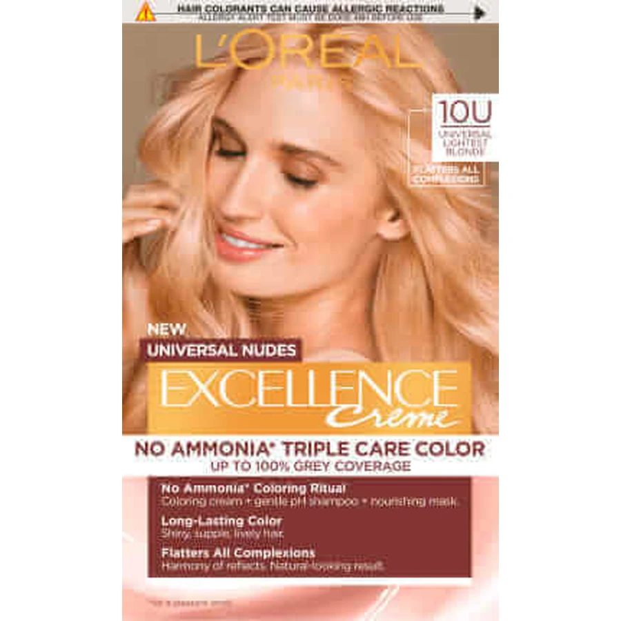 Loreal Paris EXCELLENCE CREME CREME Перманентна фарба 10U найсвітліший блонд, 1 шт.: ціни та характеристики