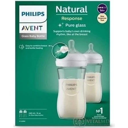 Philips AVENT Пляшечка зі скла Natural Response 240 мл, 1м + 2 шт 1×2 шт, пляшечка: ціни та характеристики