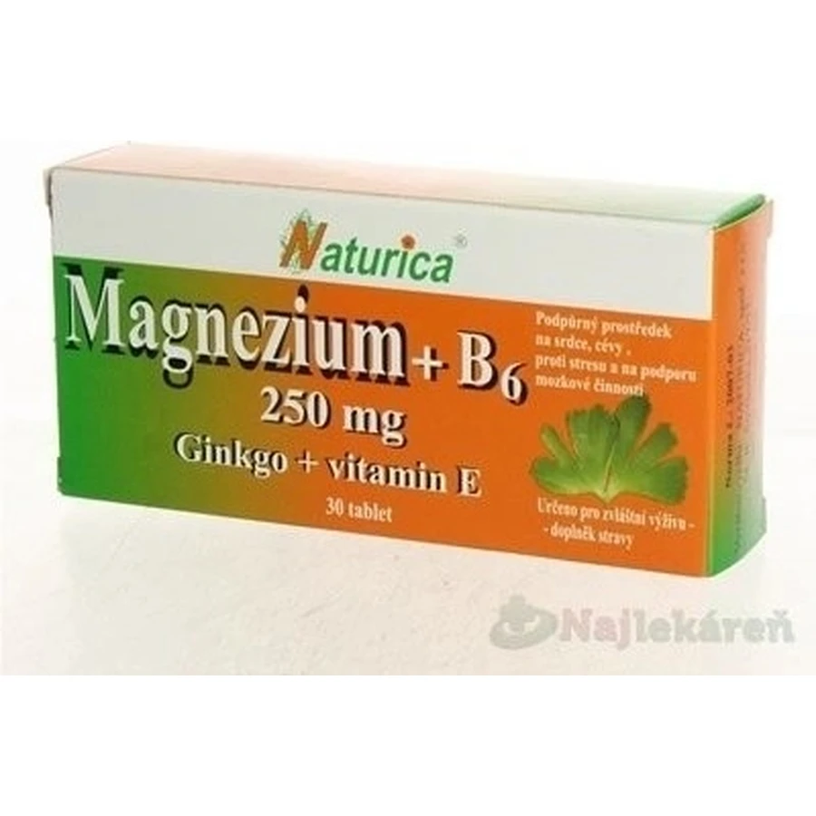 Naturica МАГНІЙ 250 мг+В6+Гінкго+вітамін Е 1×30 таблеток, дієтична добавка: ціни та характеристики