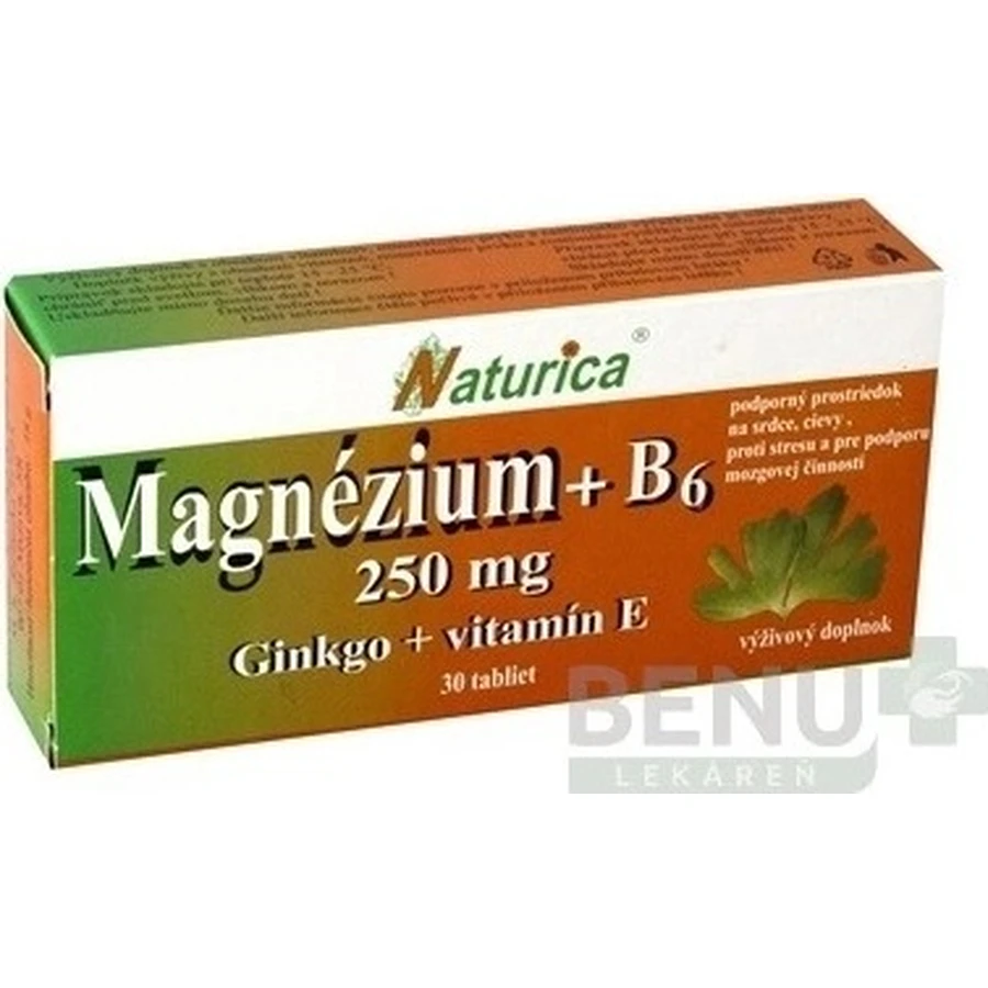 Naturica МАГНІЙ 250 мг+В6+Гінкго+вітамін Е 1×30 таблеток, дієтична добавка: ціни та характеристики