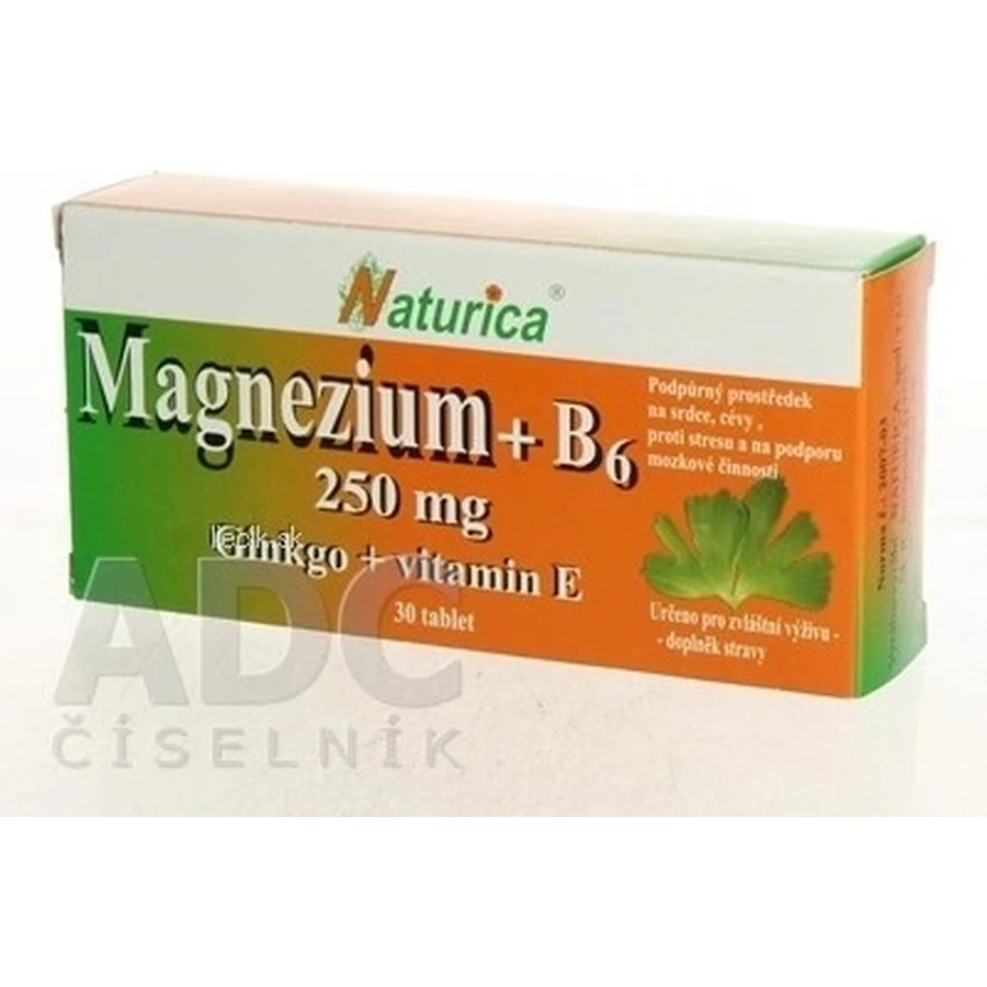 Naturica МАГНІЙ 250 мг+В6+Гінкго+вітамін Е 1×30 таблеток, дієтична добавка: ціни та характеристики