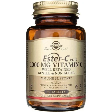 Solgar Ester-C plus 1000 мг Некислый витамин С с комплексом биофлавоноидов 30 капсул 1×30 табл, пищевая добавка: цены и характеристики
