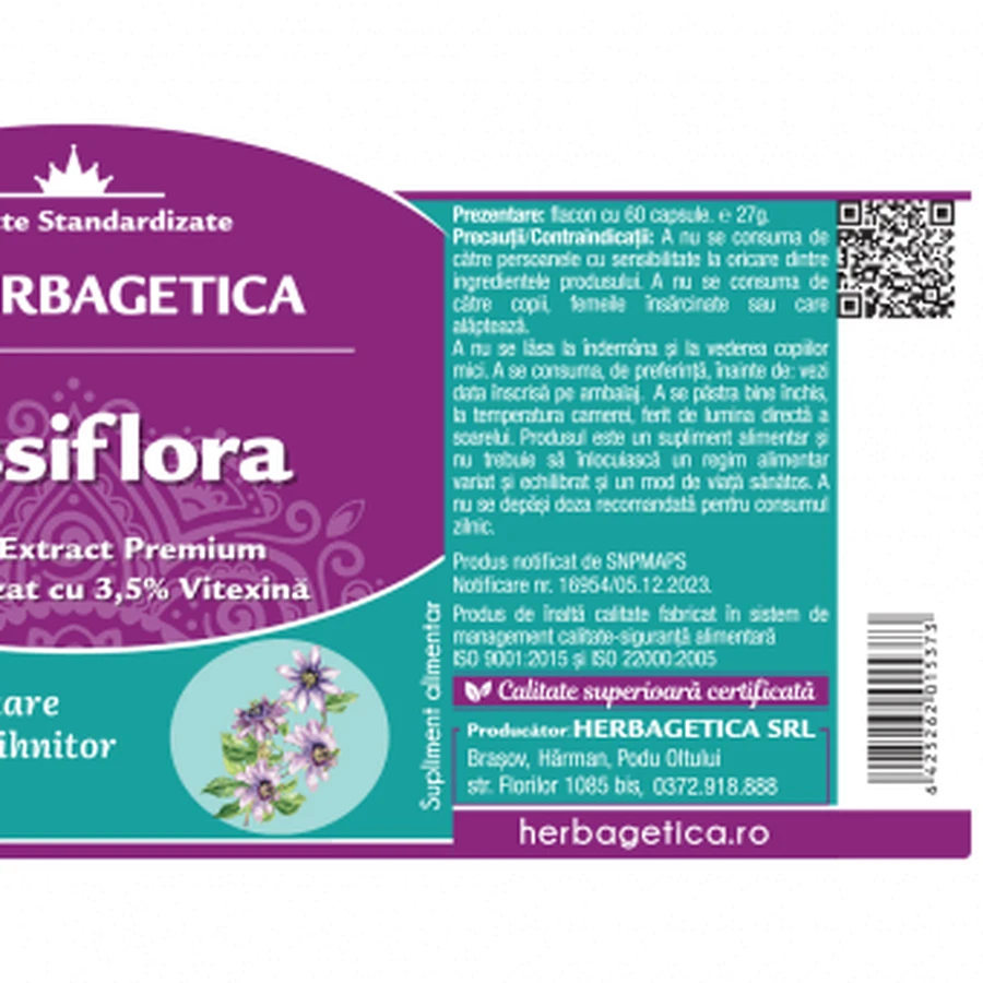 Herbagetica Passionflower x 60cps: ціни та характеристики