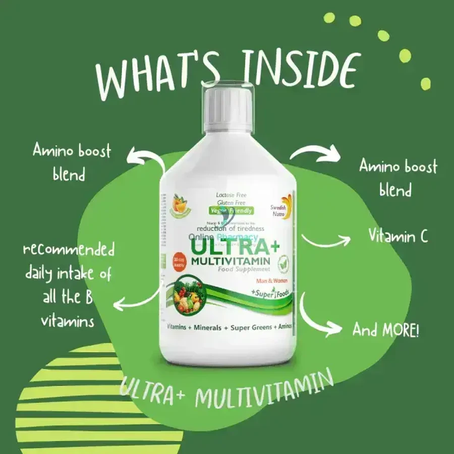 Поливитаминная жидкость Swedish Nutra Ultra+ Liquid Multivitamin, 500 мл: цены и характеристики