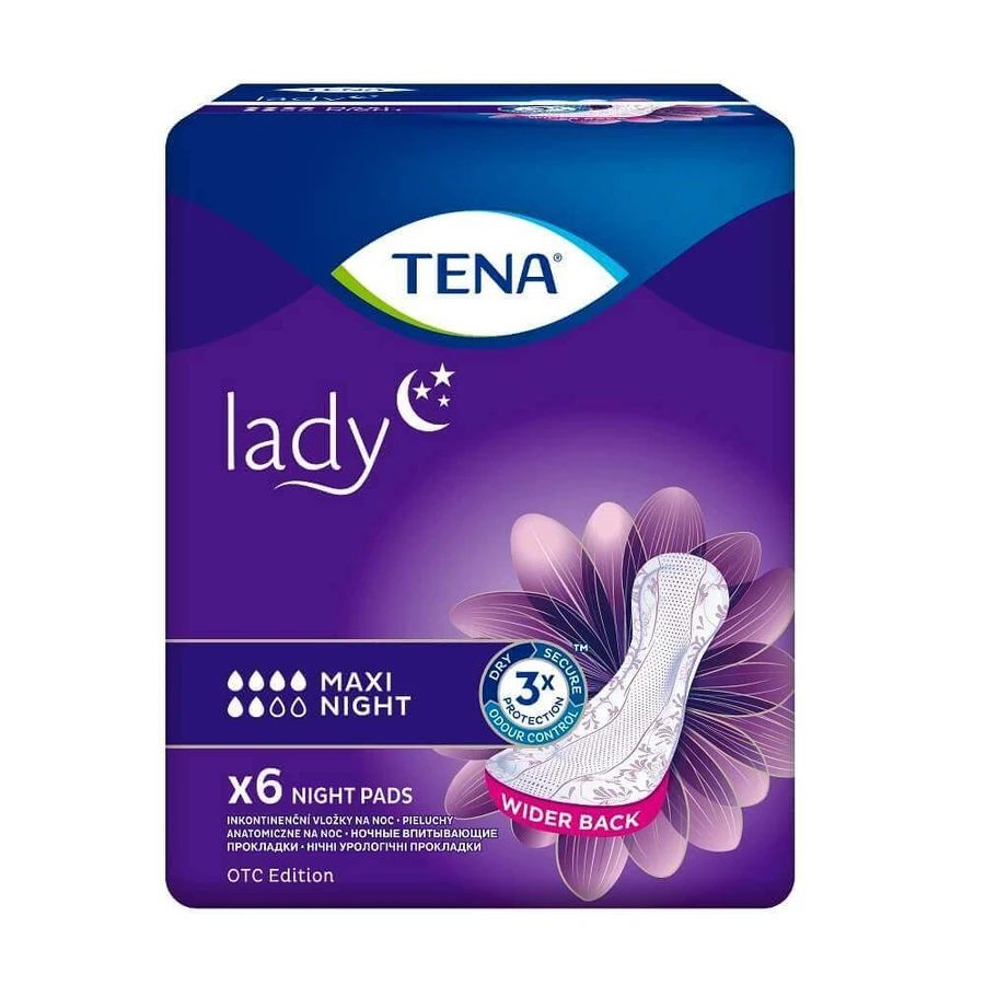 Урологічні прокладки Tena Lady Maxi Night, ночні, 6 крапель, 6 штук: ціни та характеристики