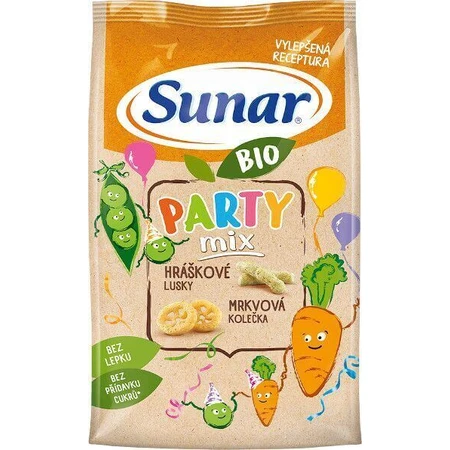 Sunar BIO Party mix, гороховые и морковные детские чипсы 45 г: цены и характеристики
