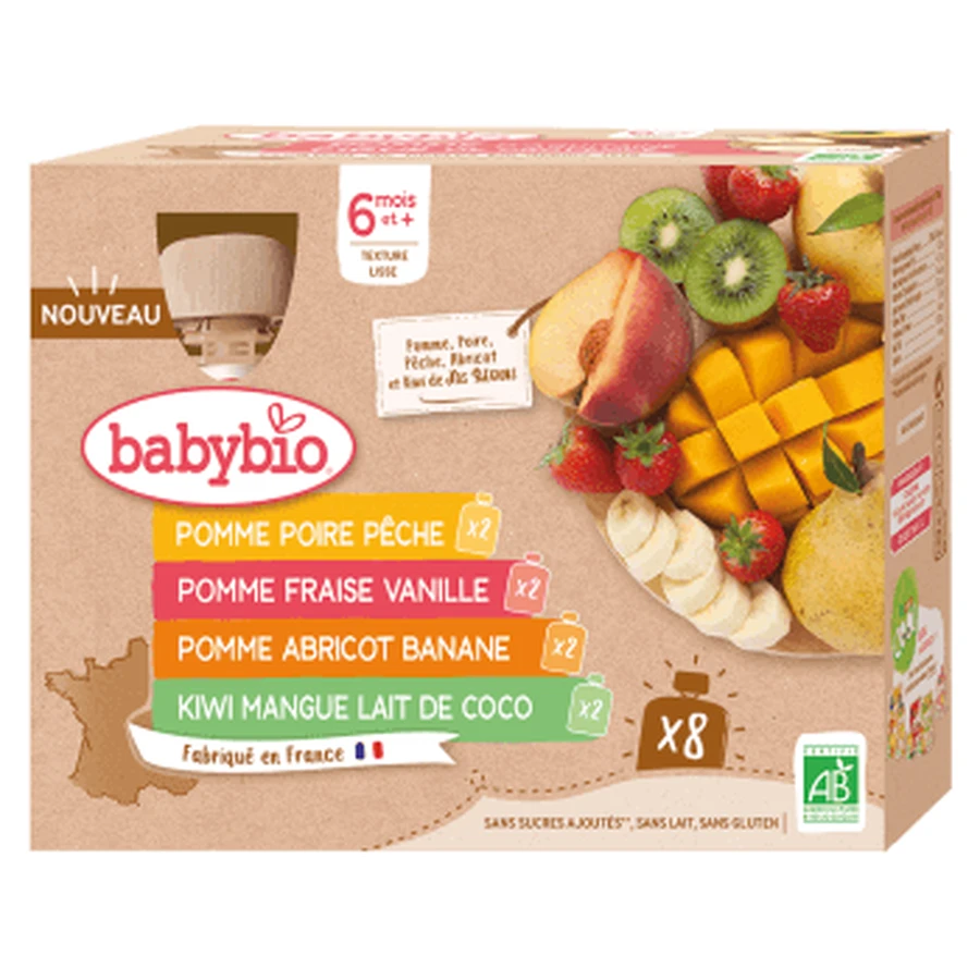 Мультипак Эко Фруктовое пюре, 8х90 г, BabyBio: цены и характеристики