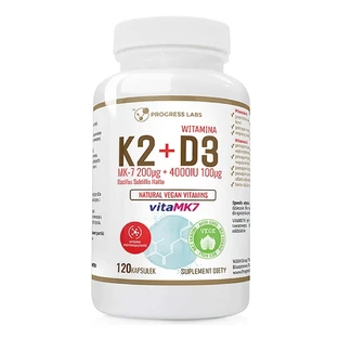 Progress Labs Вітамін K2 MK-7 200 мкг + D3 4000 МО 100 мкг, 120 капсул vegas