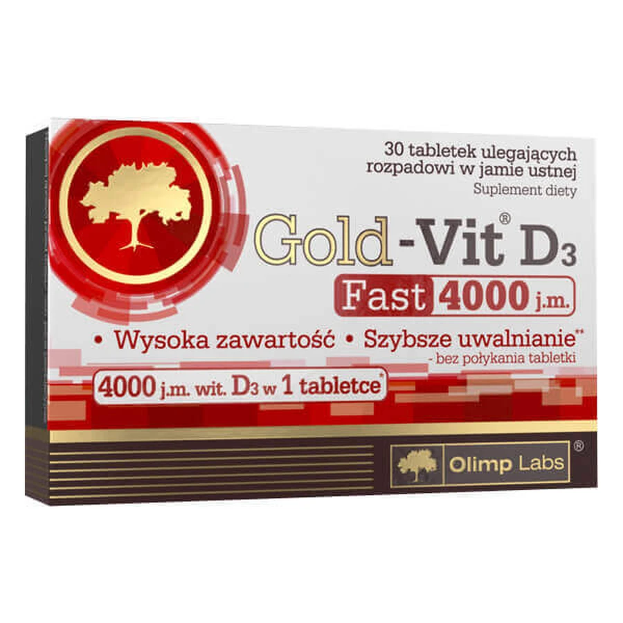 Olimp Gold-Vit D3 4000 МО швидкорозчинна форма, зі смаком яблука, 30 таблеток: ціни та характеристики