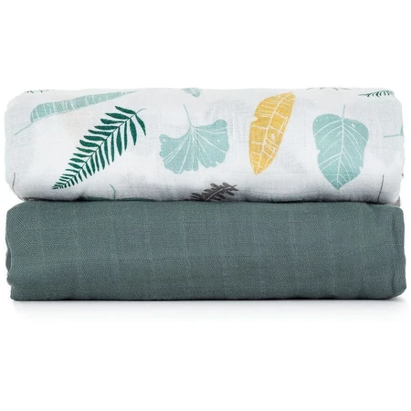 Petite&Mars Ковдра з бамбукового мусліну Misty Green Leaves 2в1, 120 х 120 см 2 шт: ціни та характеристики
