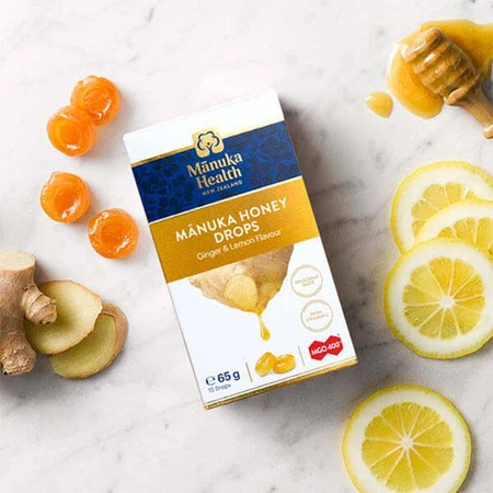 Manuka Health, конфеты с манукой MGOM400 + мед и витамин С, со вкусом имбиря и лимона, 15 штук: цены и характеристики