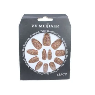 Набір з 12 накладних нігтів з блискітками, VV Meijiaer, золото
