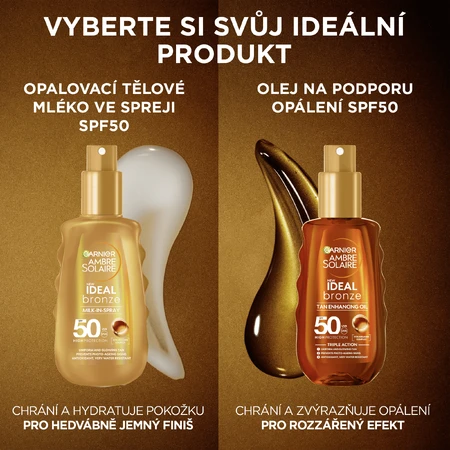 Garnier Ambre Solaire Ideal bronze spray body lotion SPF 50, 150 мл: цены и характеристики