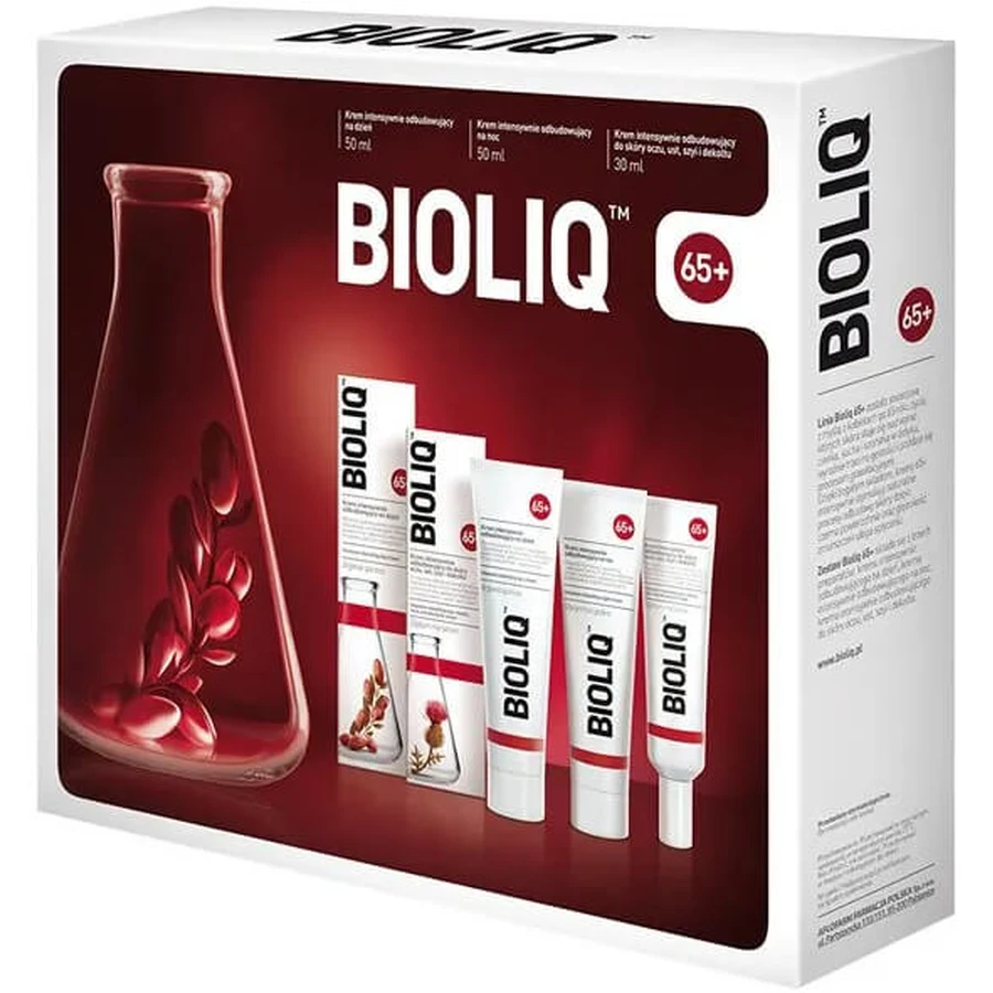 Набір для догляду за обличчям Aflofarm Bioliq 65+: Денний крем, 50 мл + Нічний крем, 50 мл + Крем для шкіри навколо очей, 30 мл: ціни та характеристики
