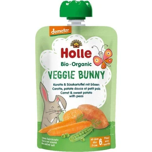 Holle Veggie Bunny BIO Vegetable Puri - морковь, сладкий картофель и горох. 100 г.