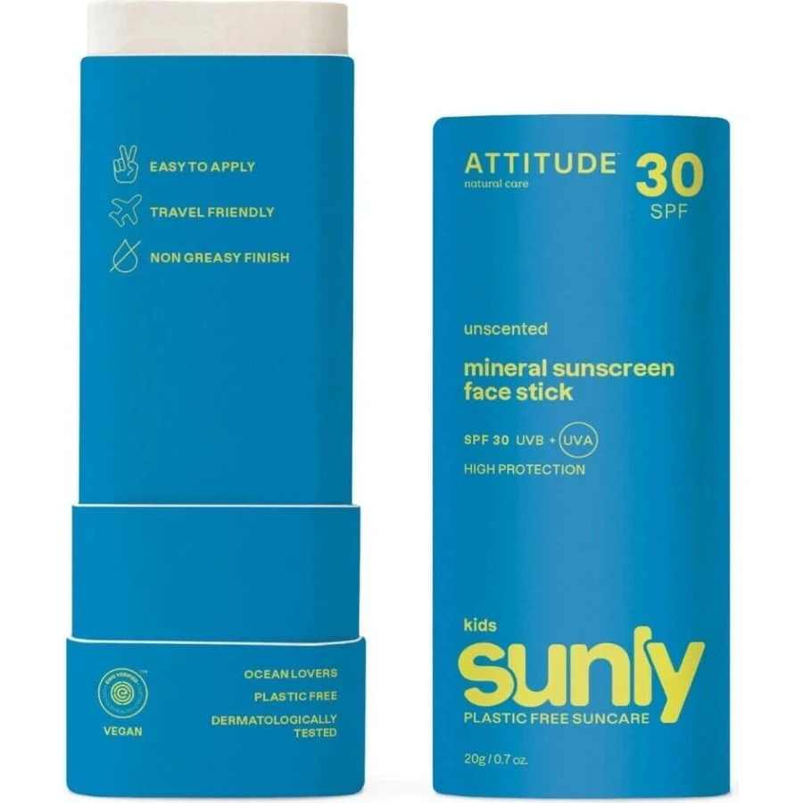 ATTITUDE Детский 100% минеральный защитный стик для лица и губ SPF 30 без запаха 1×20 г, стик для лица и губ: цены и характеристики
