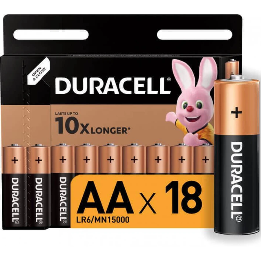 Батарейки Basic AA, 18 штук, Duracell: цены и характеристики