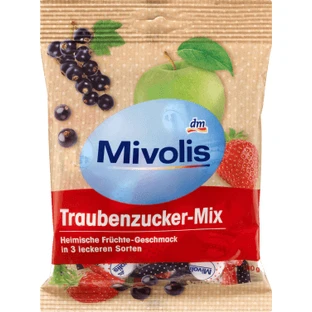 Цукерки Mivolis Mix з декстрозою, веганські, фруктово-ягідний смак, 100 г