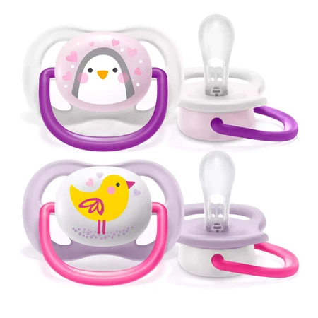 Avent Ultra Air, пустышка, силиконовая, ортодонтическая, девочка, SCF080/06, 0-6 месяцев, 2 пары: цены и характеристики