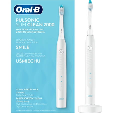 Звукова зубна щітка Oral-B Pulsonic Slim Clean 2000 White: ціни та характеристики