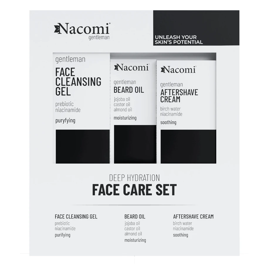 Набор Nacomi Gentleman Deep Hydration, эл. средство для мытья лица, 140 мл + масло для бороды, 40 мл + крем после бритья, 50 мл: цены и характеристики