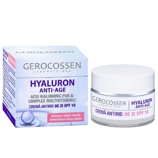 Денний крем проти зморшок з чистою гіалуроновою кислотою SPF10 Hyaluron, 50 мл, Gerocossen