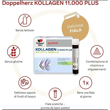 Kollagen 11.000 Plus, 10 однодозовых флаконов, Doppelherz: цены и характеристики