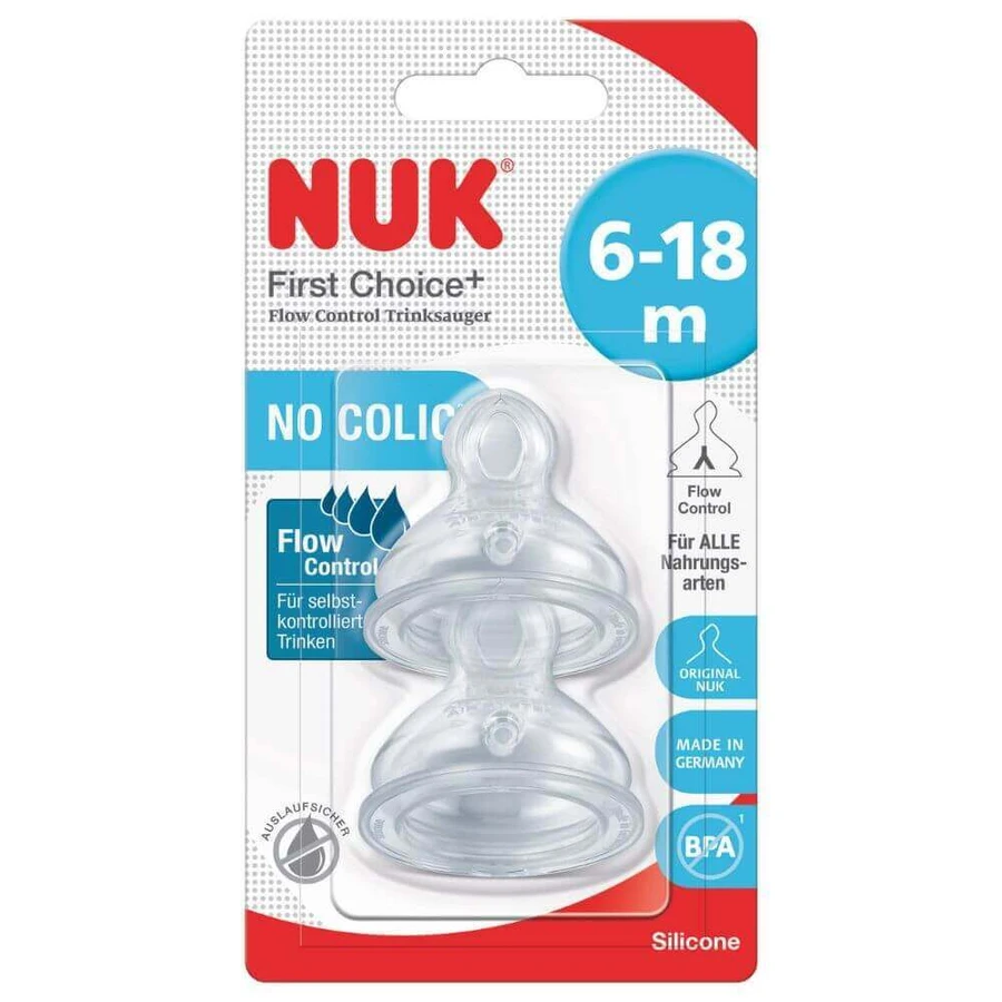 Силіконова соска Nuk M2 зі змінним потоком, 6-18 місяців, 2 шт.: ціни та характеристики