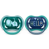 Пустушки Philips Avent Ultra Air, +18 місяців, 2 штуки, зелена та синя з дизайном, SCF349/18, Philips