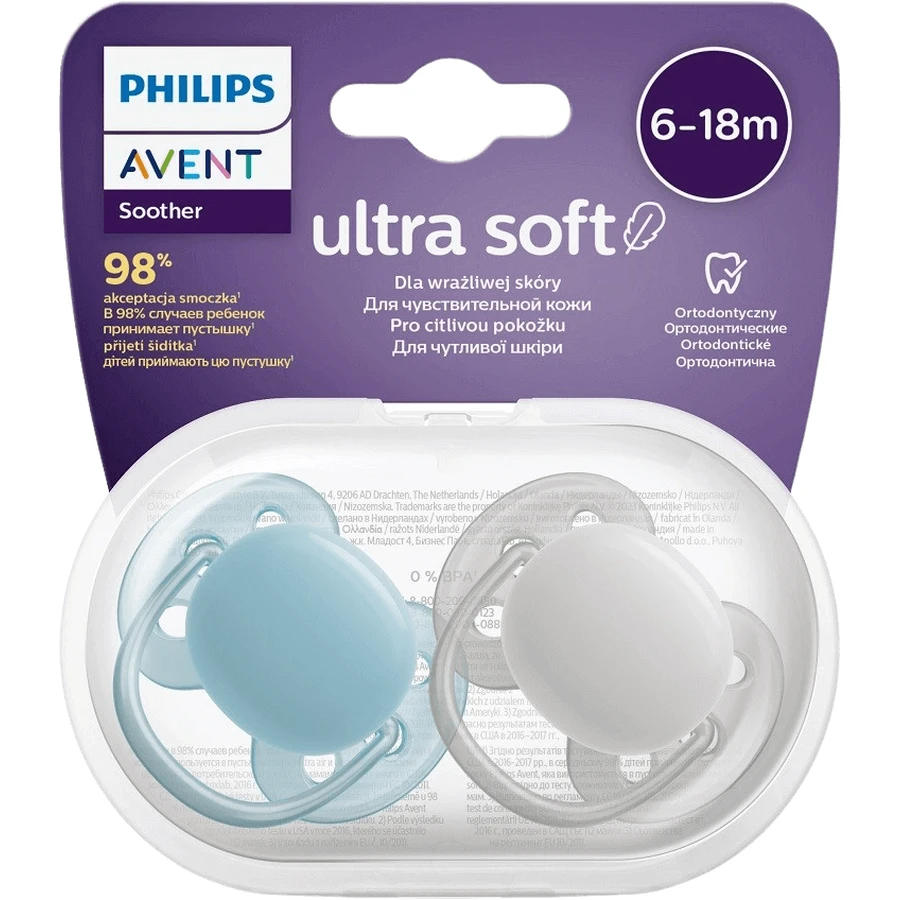 Philips Avent Пустышка Ultrasoft Premium нейтральная 6-18м мальчик 2 шт.: цены и характеристики