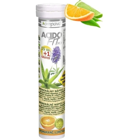 compava ACIDOFIT MD OANGE+LIMET 1×16 пакетиків, мінеральний напій - апельсин і лайм: ціни та характеристики