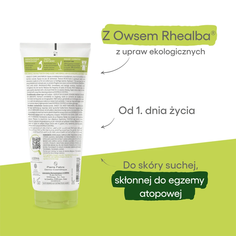 A-Derma Exomega Control Emollient Cream, 200 мл: цены и характеристики