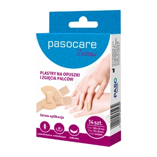 Pasocare, пластирі на кінчики пальців та згини пальців, з перев'язувальним матеріалом, 14 шт.